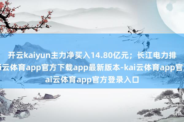 开云kaiyun主力净买入14.80亿元；长江电力排行第二-kai云体育app官方下载app最新版本-kai云体育app官方登录入口