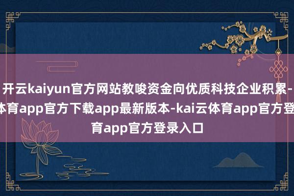 开云kaiyun官方网站教唆资金向优质科技企业积累-kai云体育app官方下载app最新版本-kai云体育app官方登录入口